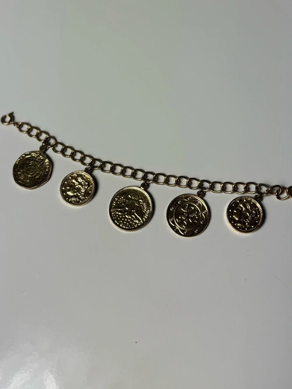 Gold Coin Charm Link Bracelet - Women Jewelry - Picture 8 of 13